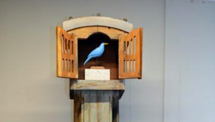 Blue bird sculpture by Stephen Martin